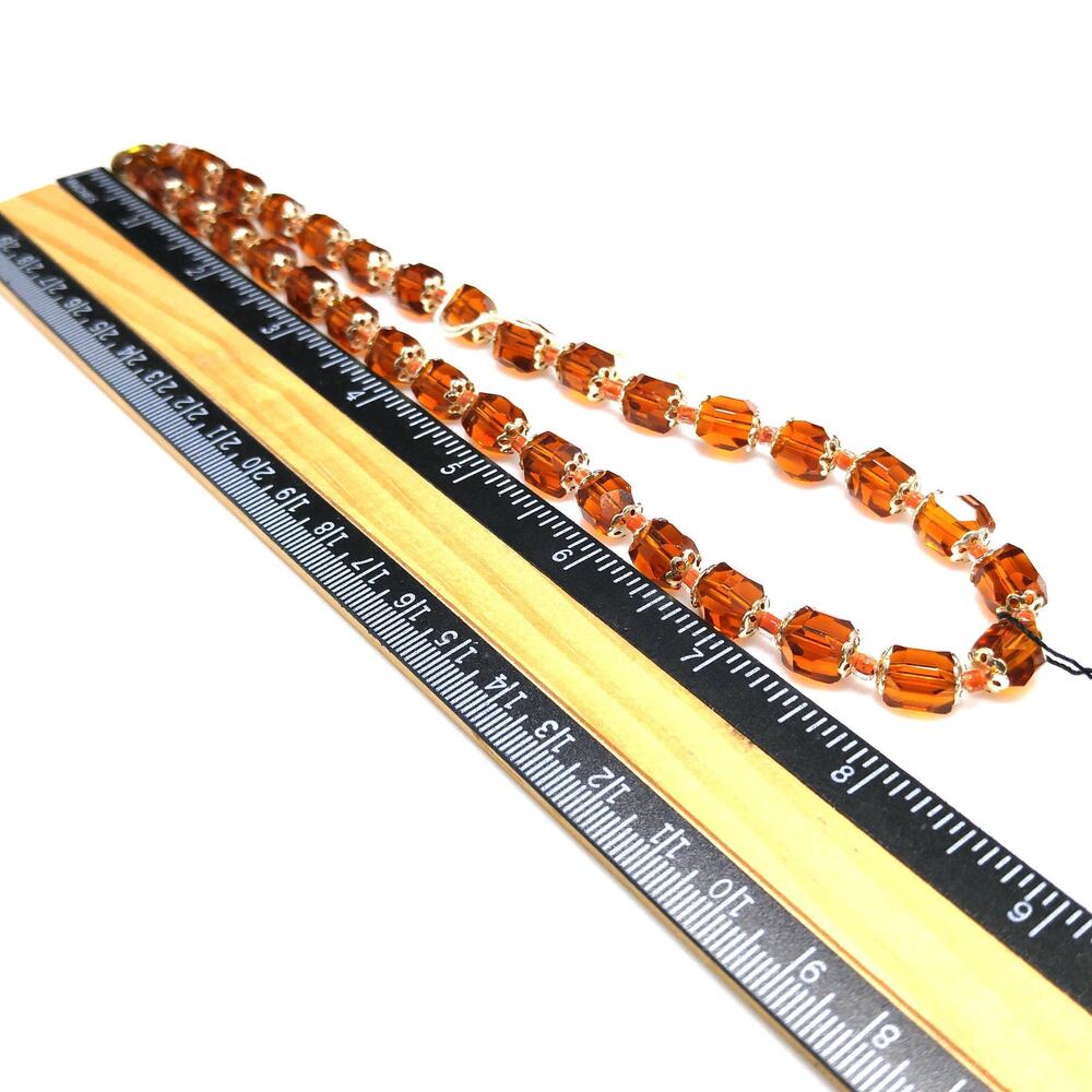 1950s Japan Hand Cut Topaz Crystal Beaded Necklace NOS Vintage Jewelry - Picture 10 of 10